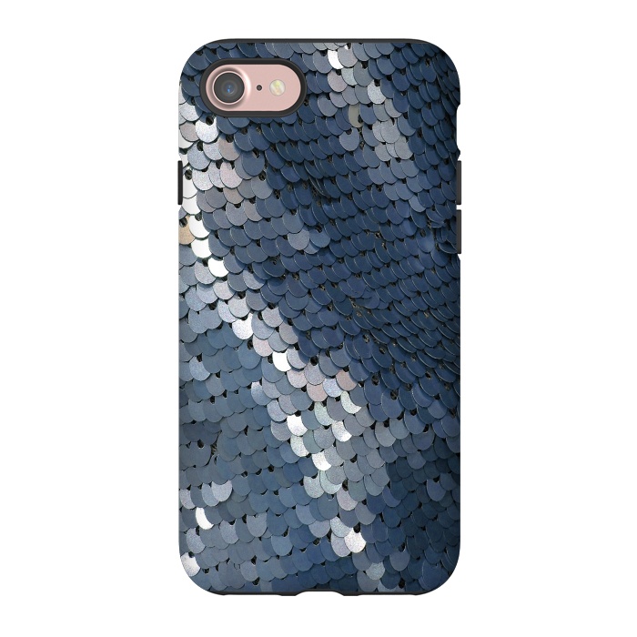 iPhone 7 StrongFit Shiny Blue Gray Sequins by Andrea Haase