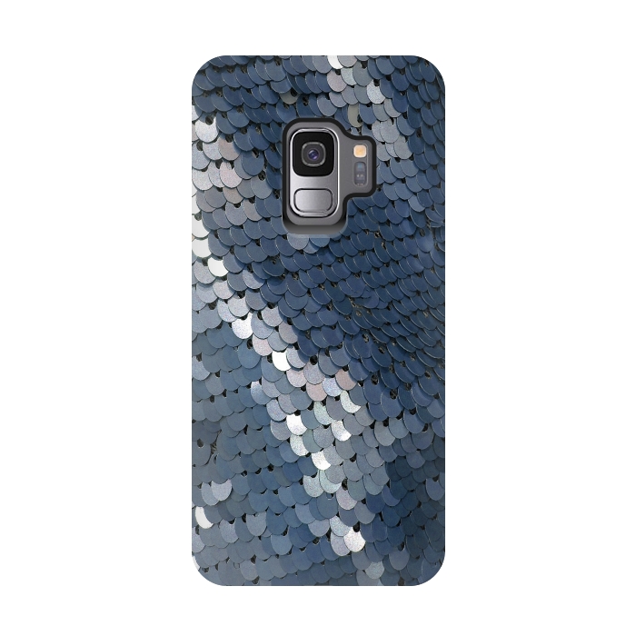 Galaxy S9 StrongFit Shiny Blue Gray Sequins by Andrea Haase