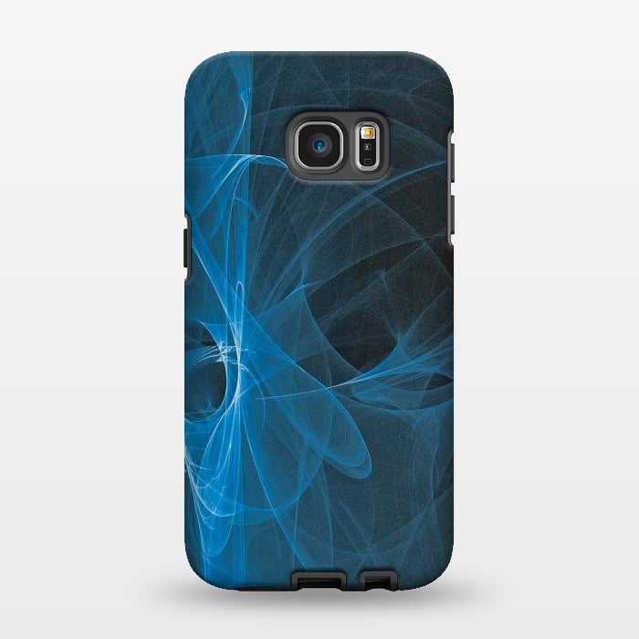 Galaxy S7 EDGE StrongFit Blue Light Fractals On Black by Andrea Haase