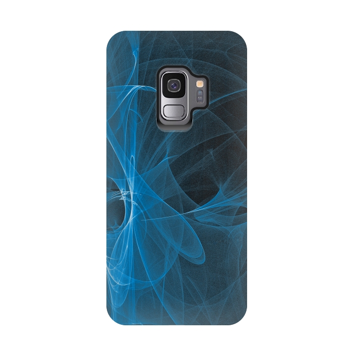 Galaxy S9 StrongFit Blue Light Fractals On Black by Andrea Haase