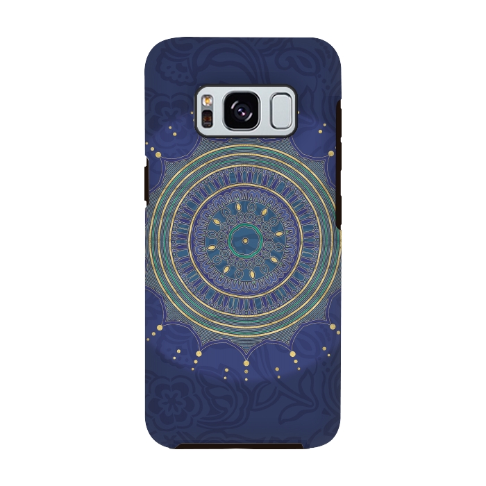 Galaxy S8 StrongFit Blue Mandala With Gold by Andrea Haase