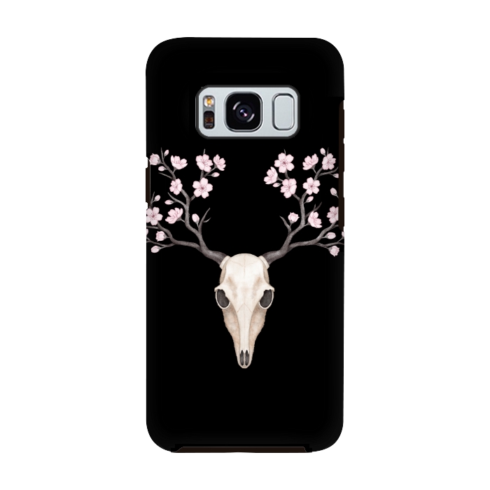 Galaxy S8 StrongFit Deer skull black by Laura Nagel