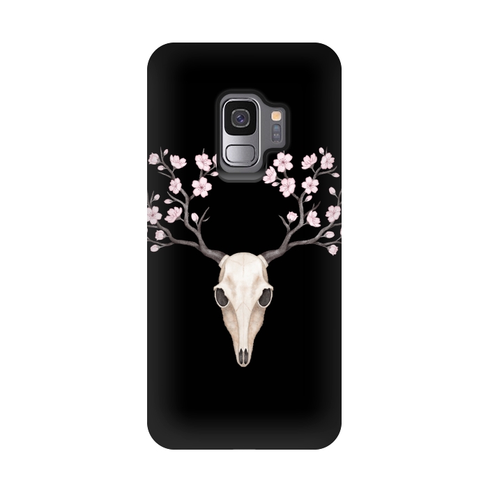 Galaxy S9 StrongFit Deer skull black by Laura Nagel