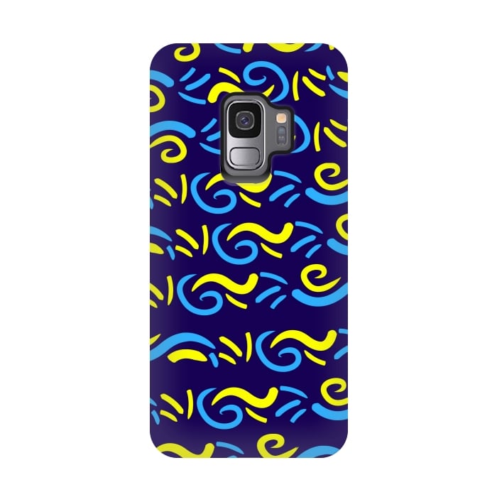 Galaxy S9 StrongFit abstract pattern blue yellow by MALLIKA