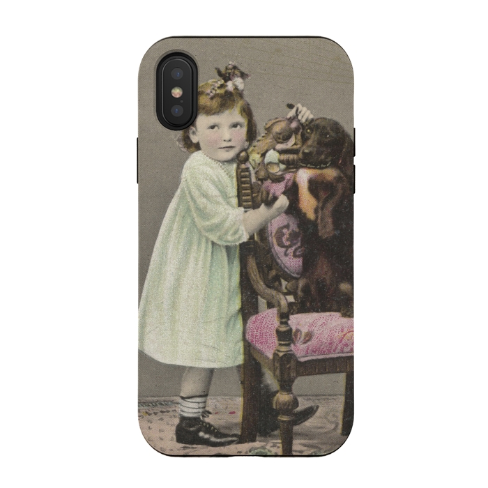 iPhone Xs / X StrongFit Vintage Girl With Dog by Andrea Haase