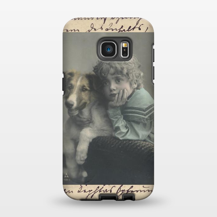 Galaxy S7 EDGE StrongFit Vintage Boy With Dog by Andrea Haase