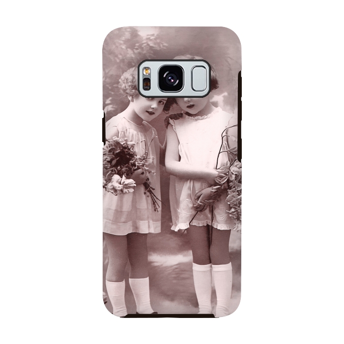 Galaxy S8 StrongFit Cute Retro Girls With Flowers by Andrea Haase
