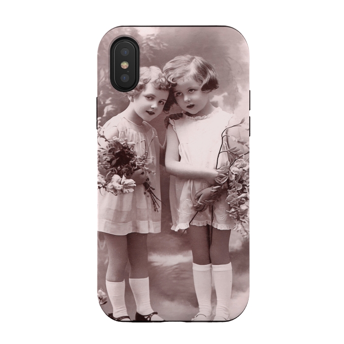 iPhone Xs / X StrongFit Cute Retro Girls With Flowers by Andrea Haase