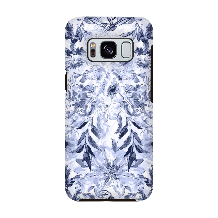 Galaxy S8 StrongFit Watercolor grey floral hand paint by InovArts