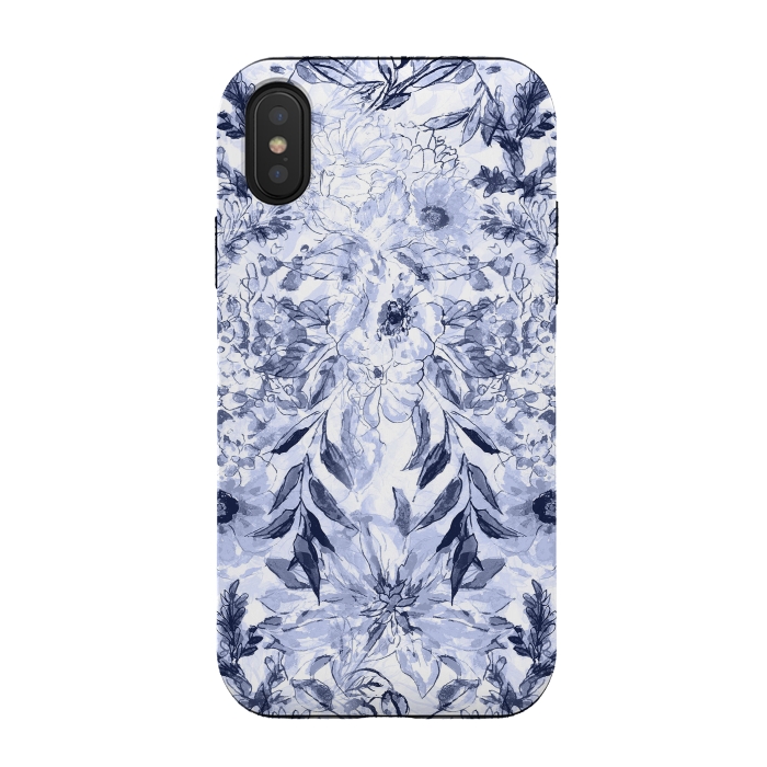 iPhone Xs / X StrongFit Watercolor grey floral hand paint by InovArts