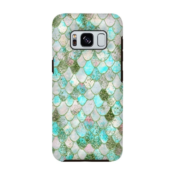 Galaxy S8 StrongFit Wonky Seafoam Watercolor Glitter Mermaid Scales by  Utart