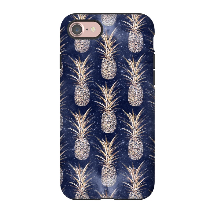 iPhone 7 StrongFit Modern Golden pineapples nebula pattern by InovArts