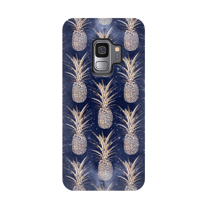 Galaxy S9 StrongFit Modern Golden pineapples nebula pattern by InovArts