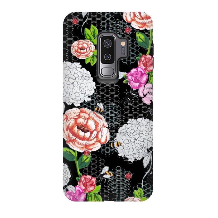 Galaxy S9 plus StrongFit Bee Garden Black by MUKTA LATA BARUA