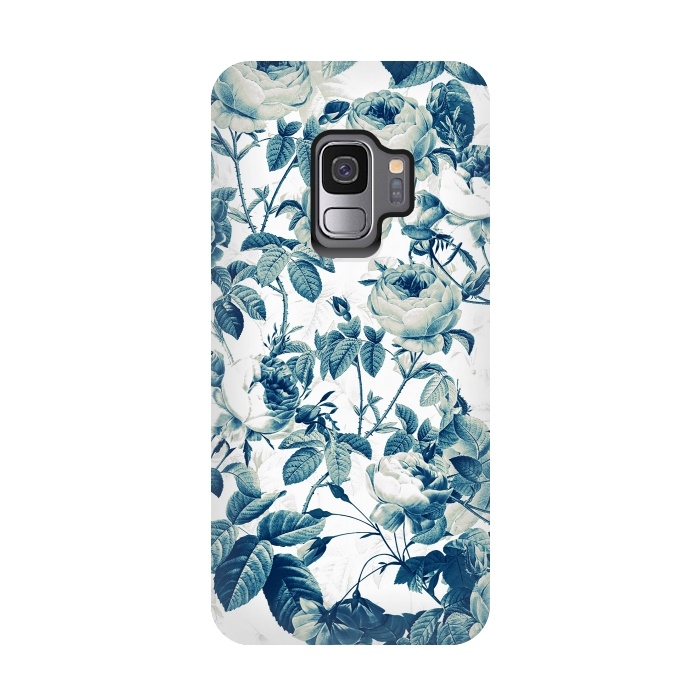 Galaxy S9 StrongFit Blue Vintage Rose Pattern  by  Utart