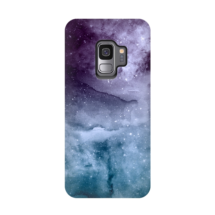 Galaxy S9 StrongFit Watercolor and nebula abstract design by InovArts