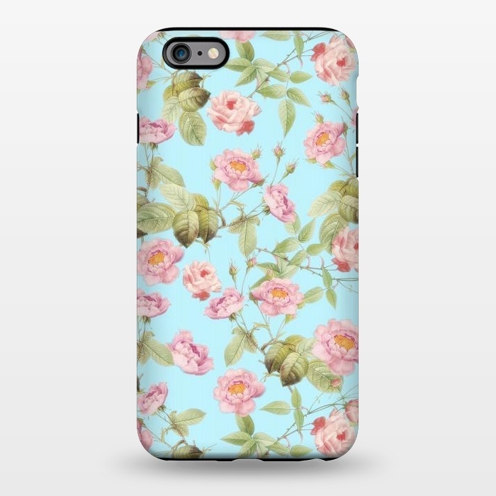 iPhone 6/6s plus StrongFit Pastel Teal and Pink Roses Pattern by  Utart