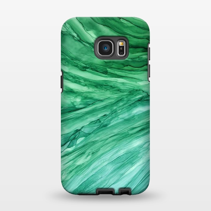 Galaxy S7 EDGE StrongFit Emerald Green Marble by Becky Starsmore