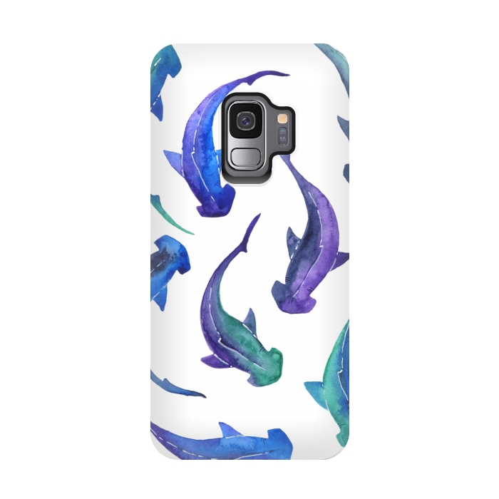 Galaxy S9 StrongFit Hammerhead Shark Print by Becky Starsmore