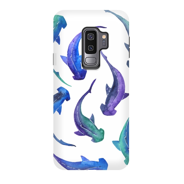 Galaxy S9 plus StrongFit Hammerhead Shark Print by Becky Starsmore