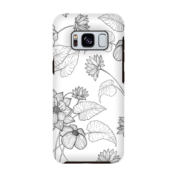 Galaxy S8 StrongFit Monochrome Sketchbook Floral by Becky Starsmore