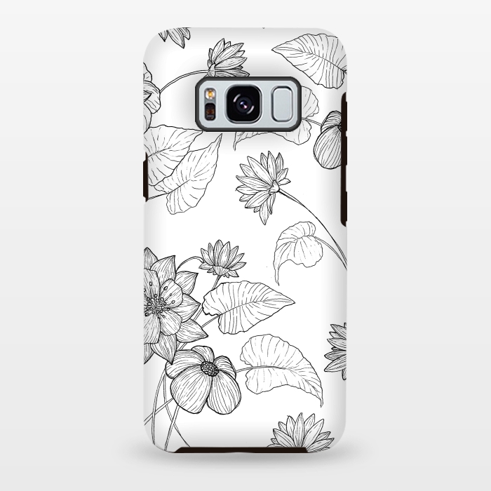 Galaxy S8 plus StrongFit Monochrome Sketchbook Floral by Becky Starsmore