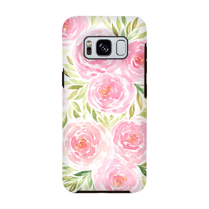 Galaxy S8 StrongFit Pastel Pink Peony Floral Print by Becky Starsmore