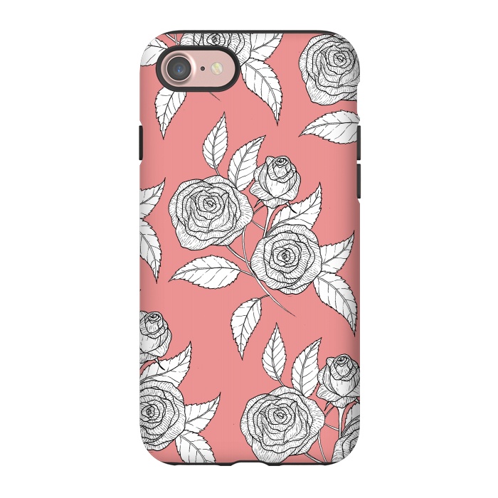 iPhone 7 StrongFit Dusky Pink Vintage Rose Print by Becky Starsmore