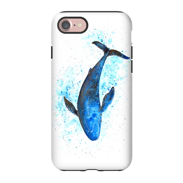 iPhone 7 StrongFit Watercolor Blue Whale Dive by Becky Starsmore