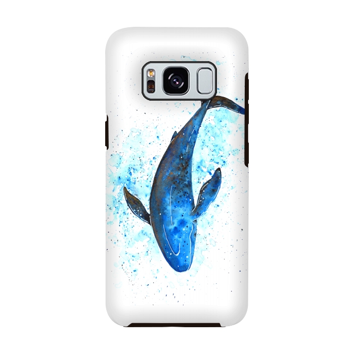 Galaxy S8 StrongFit Watercolor Blue Whale Dive by Becky Starsmore