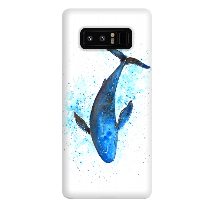 Galaxy Note 8 StrongFit Watercolor Blue Whale Dive by Becky Starsmore