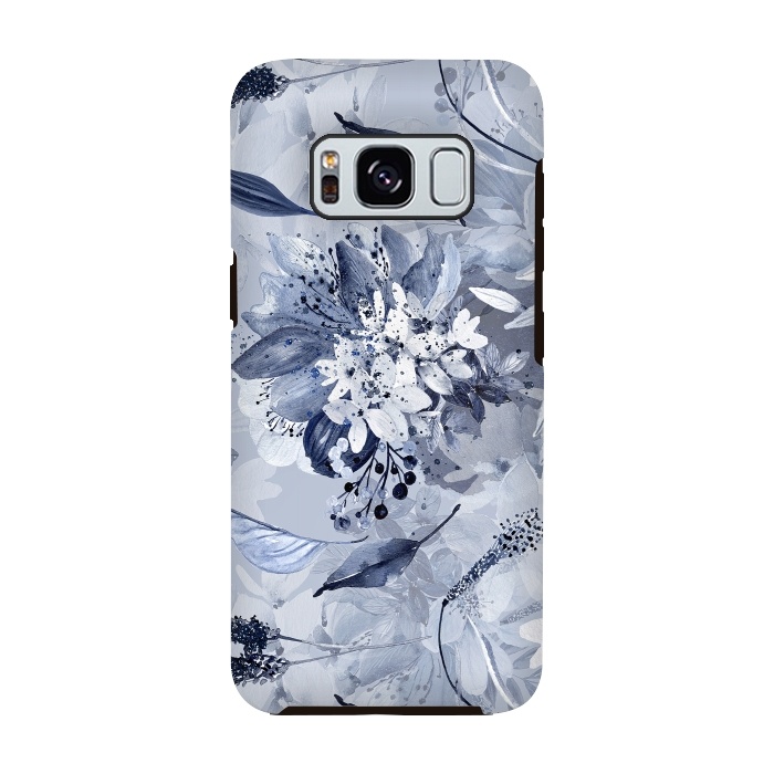 Galaxy S8 StrongFit Autumnal fresh gray and blue flower rose pattern by  Utart