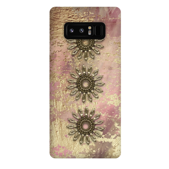 Galaxy Note 8 StrongFit Golden Embellishments On Pink And Gold by Andrea Haase