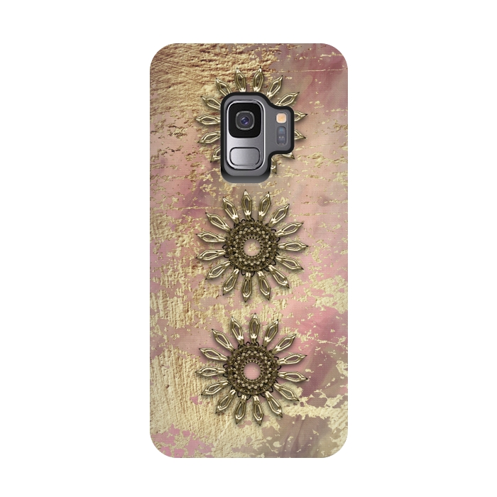 Galaxy S9 StrongFit Golden Embellishments On Pink And Gold by Andrea Haase
