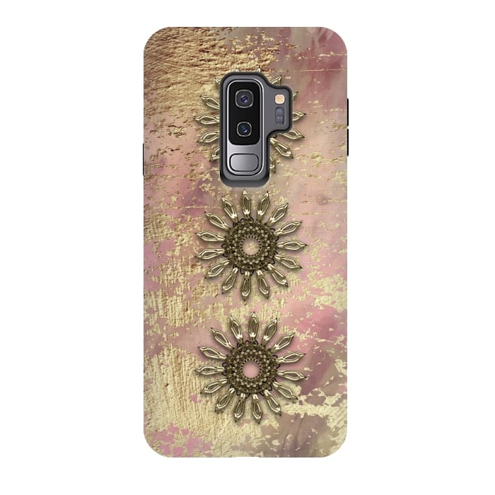 Galaxy S9 plus StrongFit Golden Embellishments On Pink And Gold by Andrea Haase