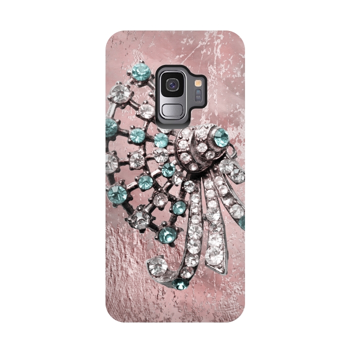 Galaxy S9 StrongFit Rhinestone Embellishment Pink And Teal by Andrea Haase