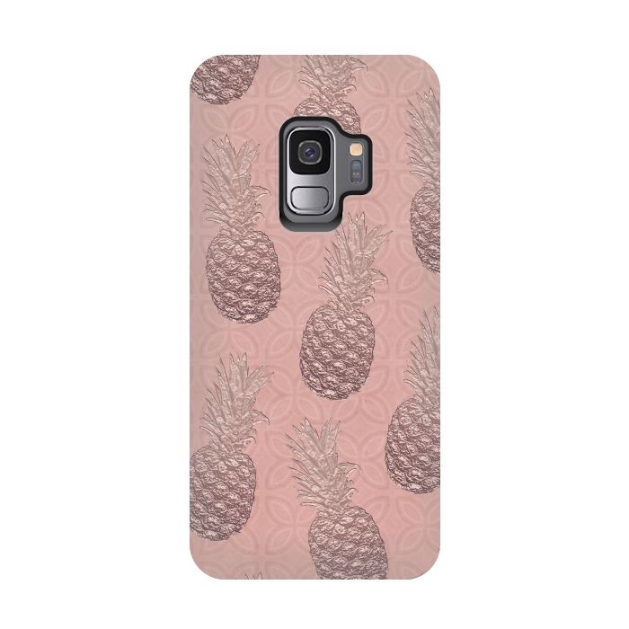 Galaxy S9 StrongFit Shiny Pink Pineapple by Andrea Haase
