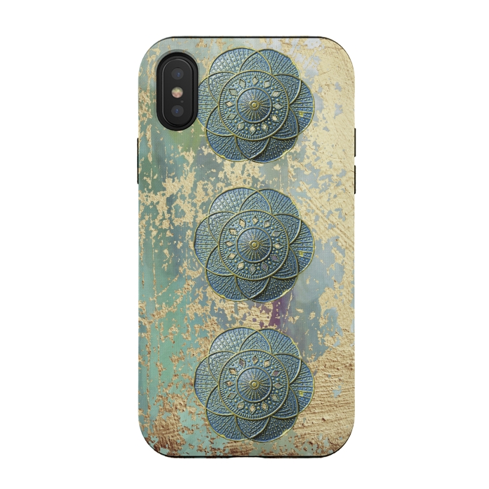 iPhone Xs / X StrongFit Precious Embellishment On Gold And Teal by Andrea Haase