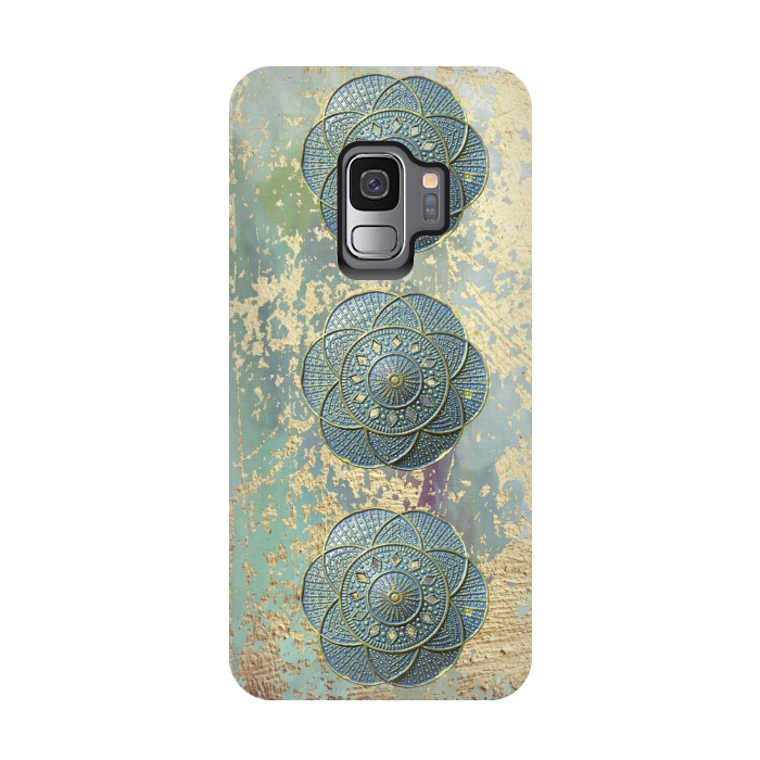Galaxy S9 StrongFit Precious Embellishment On Gold And Teal by Andrea Haase