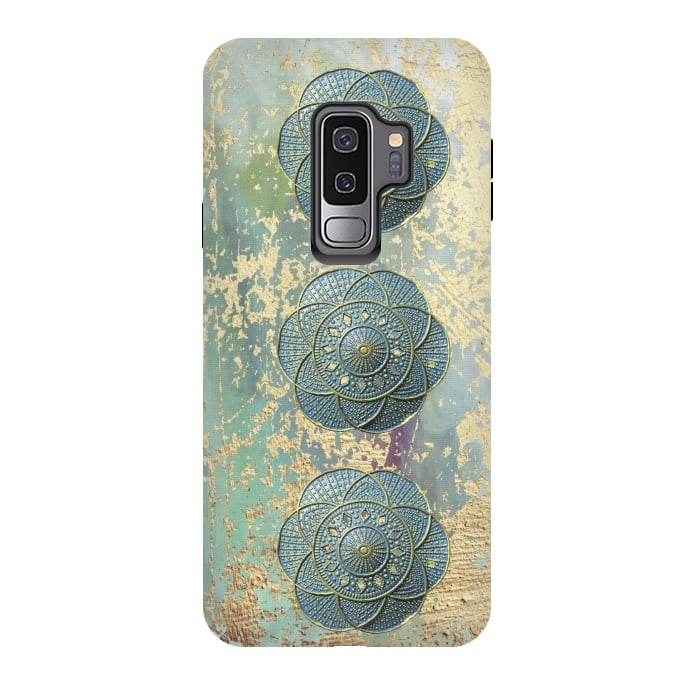 Galaxy S9 plus StrongFit Precious Embellishment On Gold And Teal by Andrea Haase