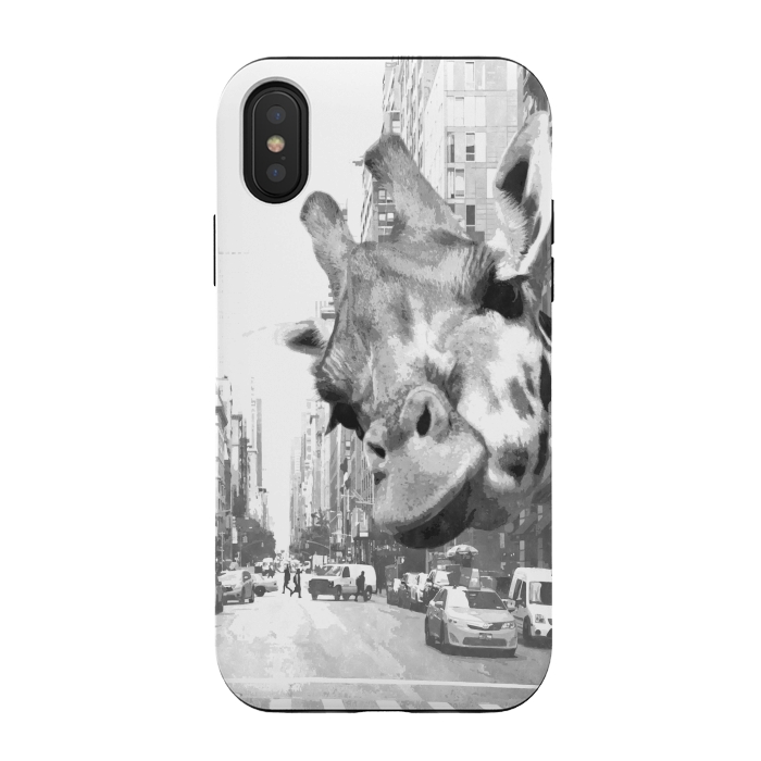 iPhone Xs / X StrongFit Black and White Selfie Giraffe in NYC by Alemi