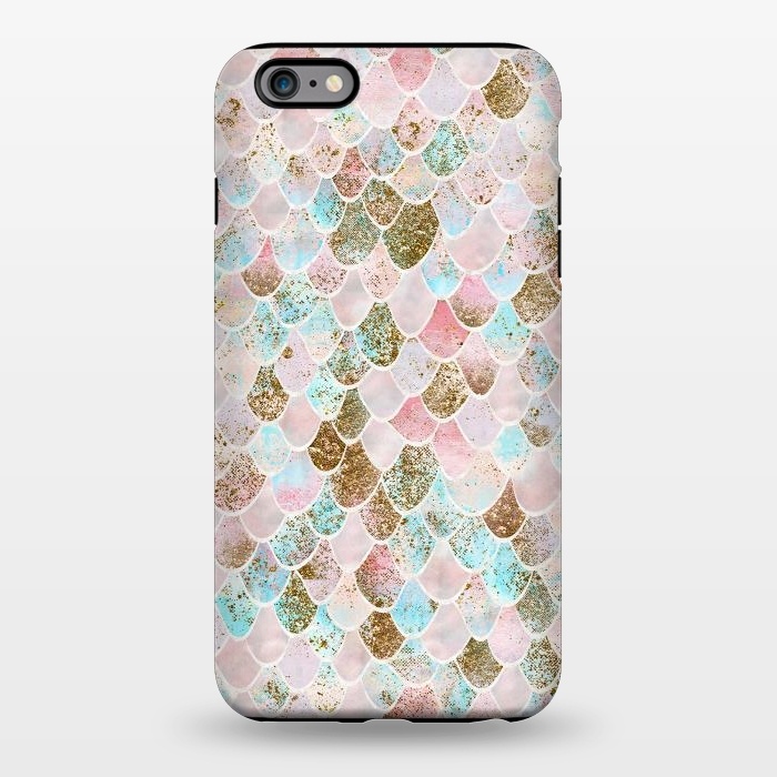 iPhone 6/6s plus StrongFit Wonky Watercolor Pink and Blue Mermaid Scales  by  Utart