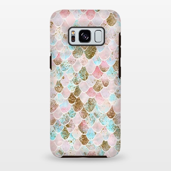 Galaxy S8 plus StrongFit Wonky Watercolor Pink and Blue Mermaid Scales  by  Utart