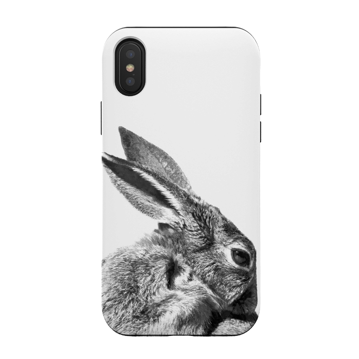 iPhone Xs / X StrongFit Black and White Rabbit by Alemi
