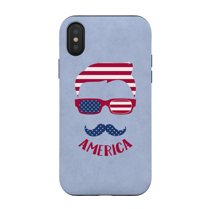 iPhone Xs / X StrongFit American Hipster Face 4th July by Andrea Haase