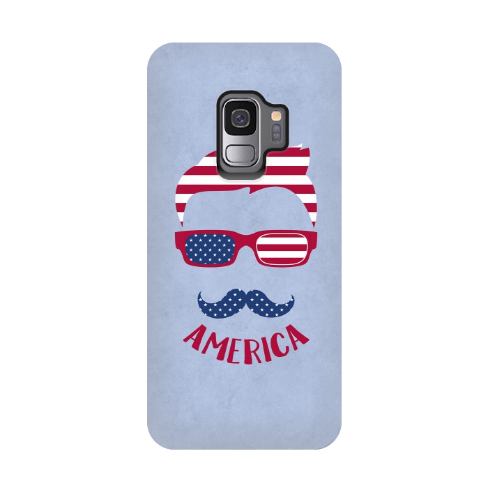 Galaxy S9 StrongFit American Hipster Face 4th July by Andrea Haase