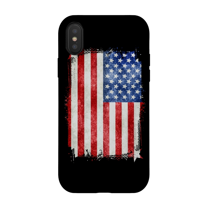 iPhone Xs / X StrongFit American Flag Grunge Style by Andrea Haase