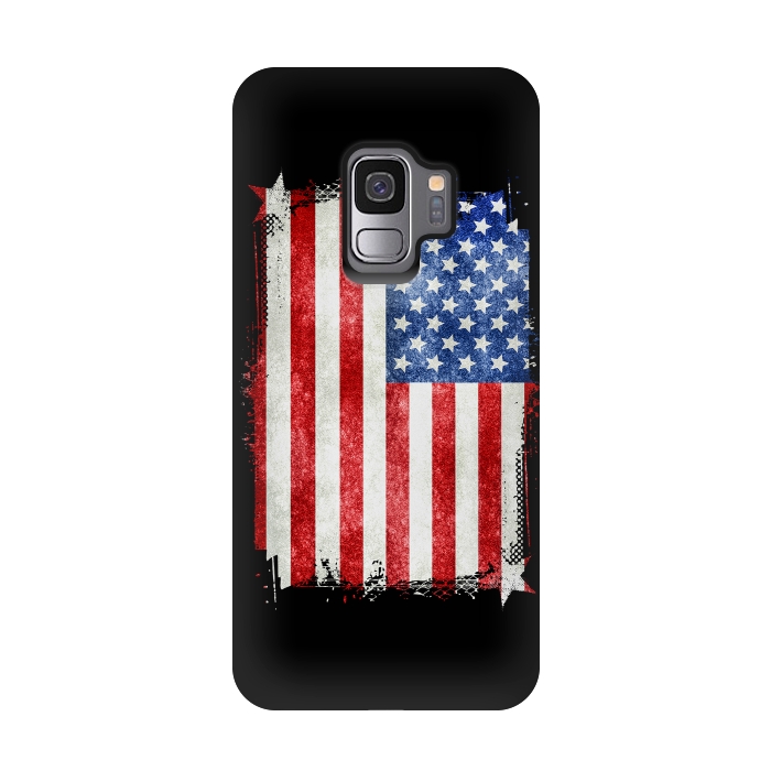 Galaxy S9 StrongFit American Flag Grunge Style by Andrea Haase