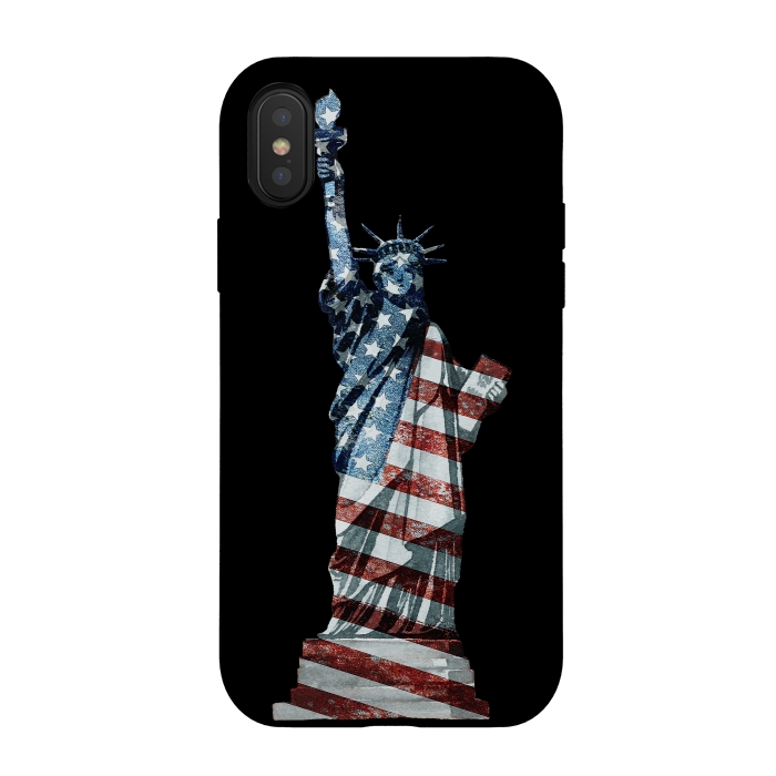 iPhone Xs / X StrongFit Lady Of Liberty Stars And Stripes by Andrea Haase