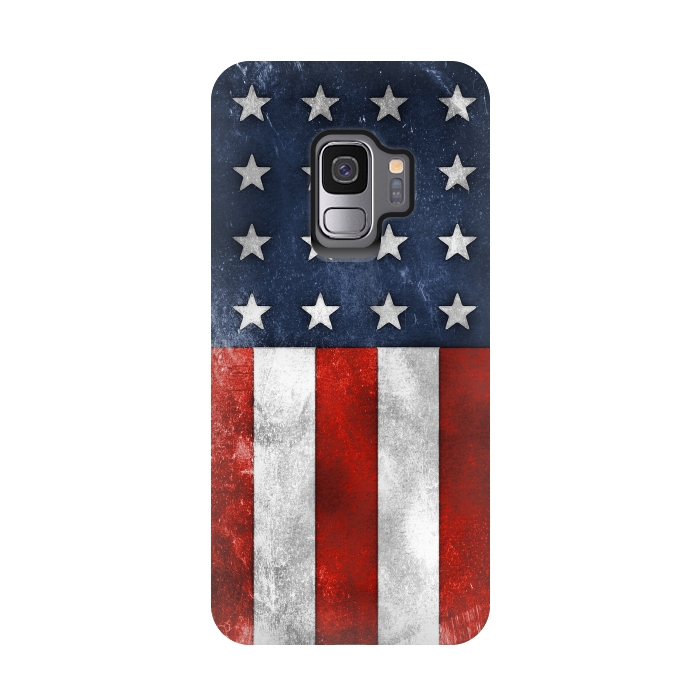 Galaxy S9 StrongFit Grunge Style American Flag by Andrea Haase